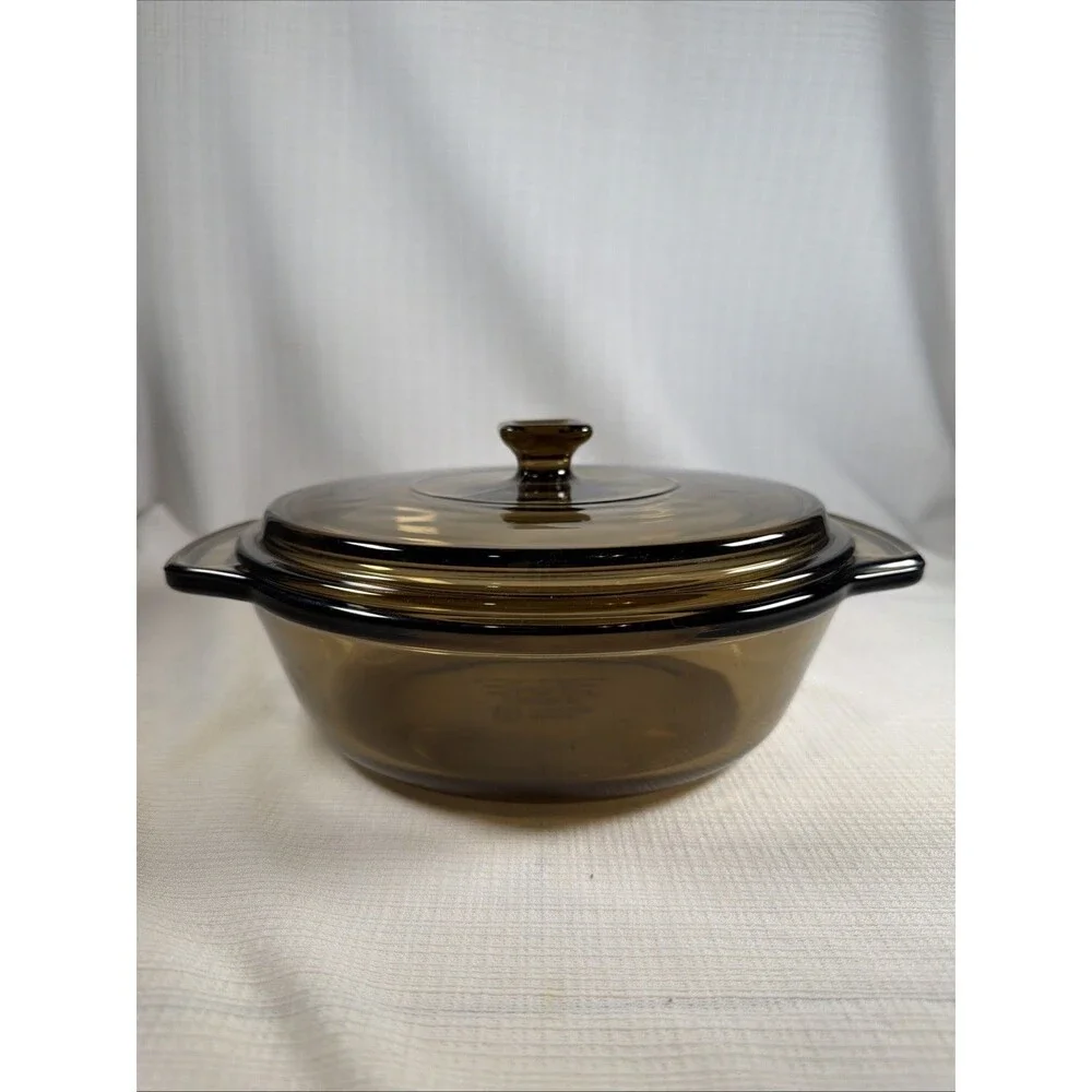 Vintage Anchor Hocking Amber Casserole Dish 1.5 Qt 1037 With Lid